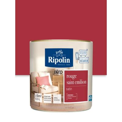 RIPOLIN  - Peinture Murale Toutes Pi&egrave;ces - Satin - 0,5L - Rouge Profond