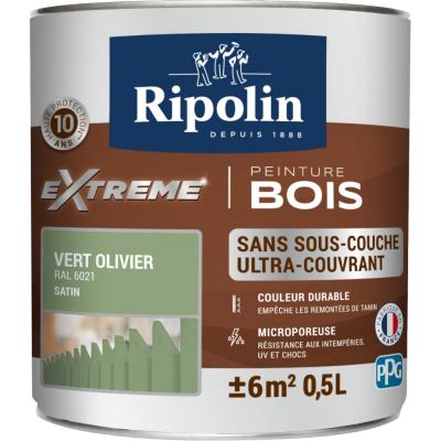 RIPOLIN Peinture  EXTREME BOIS microporeuse satin 0.5 L vert olivier