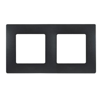 LEGRAND  Plaque Iris&eacute;e 2 Postes Nilo&eacute; Noir Finition Fonte Leg96716