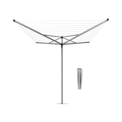 BRABANTIA  - 310867 - S&eacute;choir Topspinner rotatif - 60 m&egrave;tres &ndash; ancre en m&eacute;tal &ndash; &Oslash; 45 mm &ndash; 4 bras &ndash; Metallic Grey 