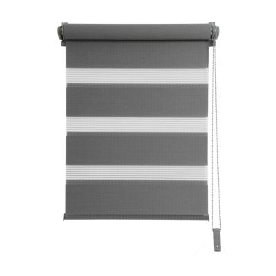 Store enrouleur jour nuit cha&icirc;nette coordonn&eacute;e sans percer - Gris anthracite - L55 x H190cm