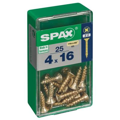 DRESSELHAUS Spax Yellox 4.0x16 Mm Flat Head Wood Screw 25 Units Argent&eacute;