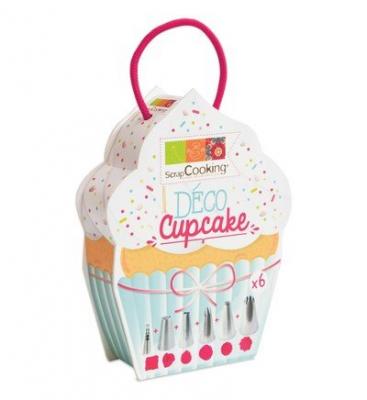 SCRAPCOOKING  1825 Boite - D&eacute;co Cupcake 6 Douilles, Acier Inoxydable, Multicolore, 18,3 x 14 x 4 cm