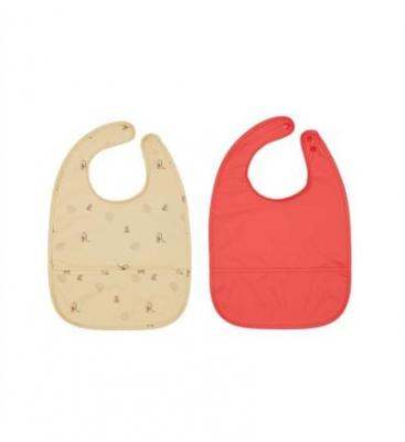 OYOY Lot de 2 bavoirs rouge en polyester recycl&eacute; h37x27cm