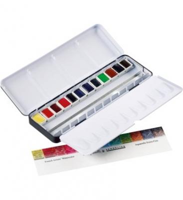 SENNELIER Bo&icirc;te m&eacute;tal aquarelle - 12 demi-godets extra-fine - 