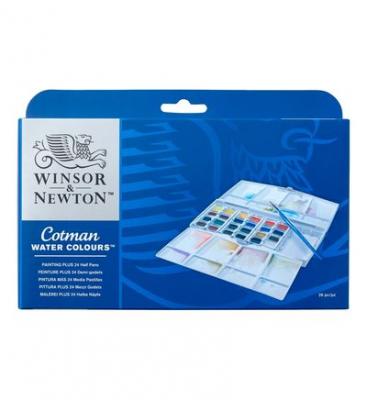 WINSOR & NEWTON Aquarelle Fine Cotman - Coffret Painting Plus - 24 Demi-godets