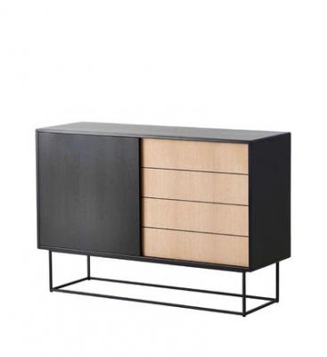 Woud - Virka Sideboard haut, ch&ecirc;ne noir / savonn&eacute;
