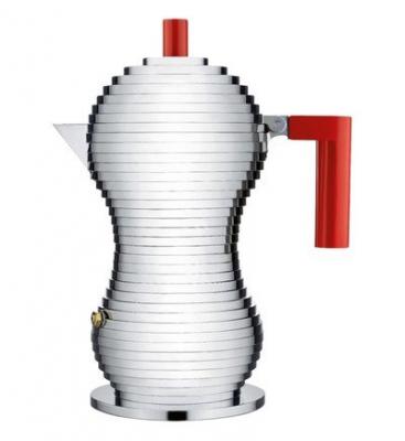 ALESSI Cafeti&egrave;re espresso PULCINA en fonte d'aluminium rouge 15 cl 
