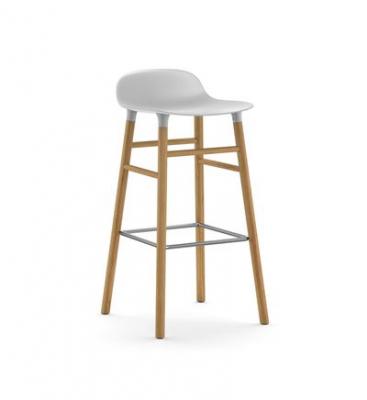 Chaise de bar Form avec structure en bois - blanc - Ch&ecirc;ne - 75 cm