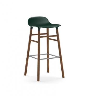 Chaise de bar Form avec structure en bois - vert - Noyer - 75 cm