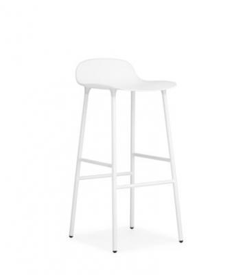 Chaise de bar Form avec structure en m&eacute;tal - blanc - 75 cm
