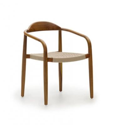 KAVE HOME Chaise Nina beige et naturel fonc&eacute; - 