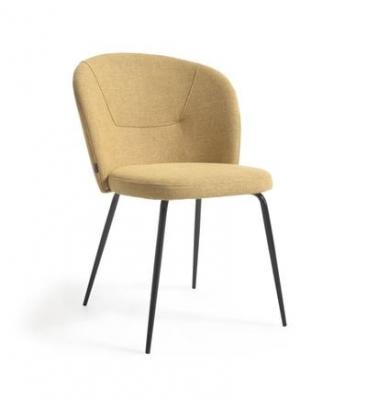 Kave Home - Chaise Anoha moutarde et m&eacute;tal peint noir