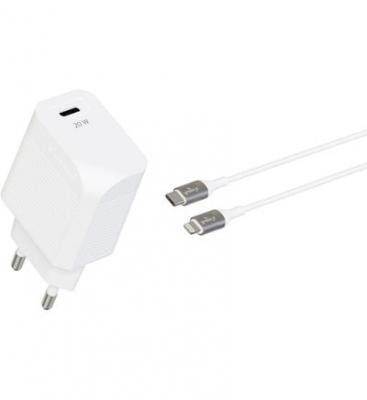 GREEN E Chargeur USB C GREEN_E USB-C 20W + Cable lightning blanc 