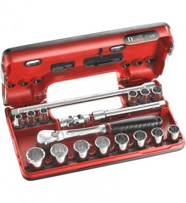 FACOM Jeu de douilles  3/8Z D-Box, 18 pi&egrave;ces JL.DBOX112PB