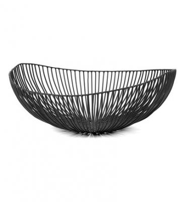 SERAX Corbeille ovale MEO M&eacute;tal Noir H14 x 37 x 33 cm