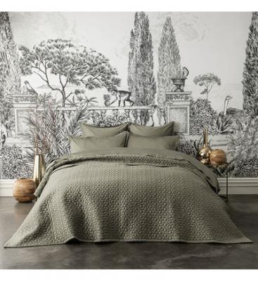 ALEXANDRE TURPAULT Couvre-lit matelass&eacute; en satin de coton bio kaki 260x240