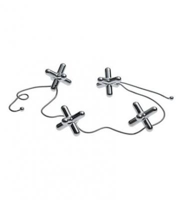 ALESSI Accueil - Dessous de plat TRIPOD L 60cm x 3,2cm x H 3,2cm Zamac chrom&eacute;