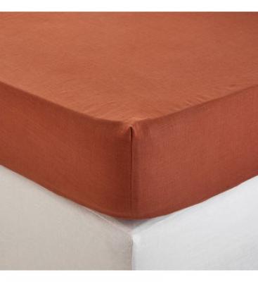  Drap housse en lin lav&eacute; l&eacute;g&egrave;rement froiss&eacute; carlina 20780 