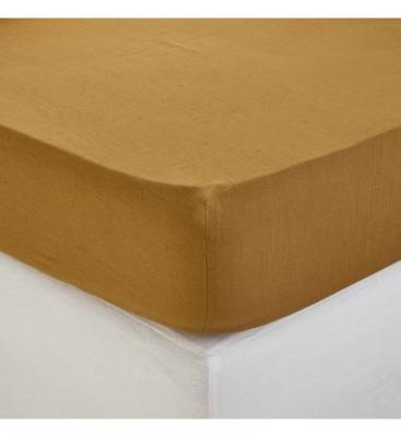  Drap housse en lin lav&eacute; l&eacute;g&egrave;rement froiss&eacute; carlina 20775 