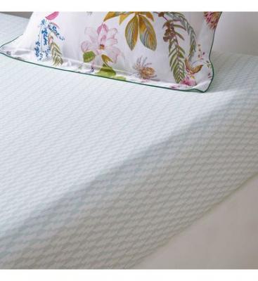 YVES DELORME Drap housse en satin de coton blanc, Flores