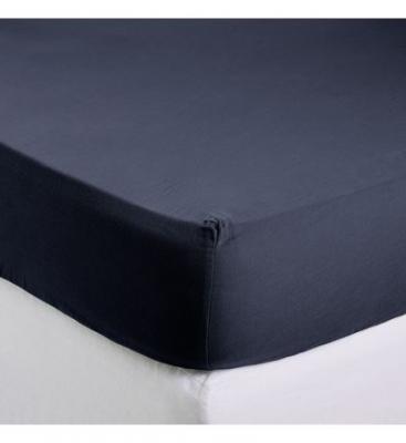 MADURA Drap Housse 160x200 cm  Encre bleue - lou - Encre bleue