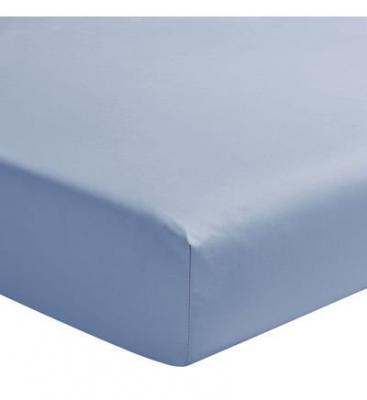 ESSIX Drap housse en percale de coton Premi&egrave;re Bleu olympe 160x200cm - Bonnet de 30 cm 