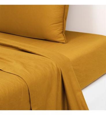 OLIVIER DESFORGES Drap plat en satin de coton lav&eacute; jaune 180 x 290 cm