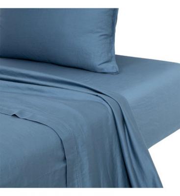 OLIVIER DESFORGES Drap plat en satin de coton lav&eacute; bleu, Palerme 