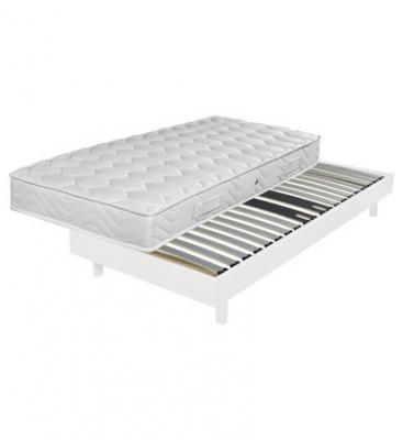 EBAC Sommier + pieds + matelas blanc decokit 140x190 SDKM14BC0&&MMON14RL0