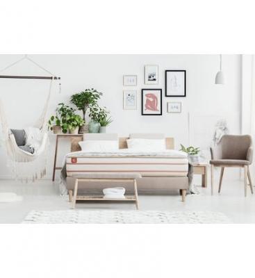 MARMOTTES & CO Ensemble LE DOUX Memoire de forme 3 zones de confort sommier kit Beige