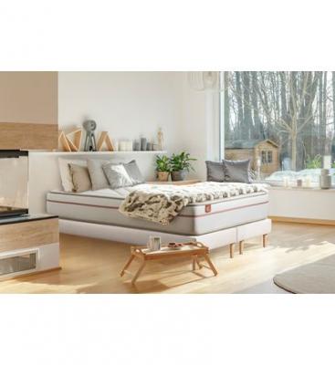 MARMOTTES & CO Ensemble LE PAISIBLE Memoire de forme BioVisco double sommiers Blanc