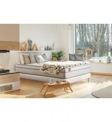 MARMOTTES & CO Ensemble LE PAISIBLE Memoire de forme BioVisco sommier kit Blanc