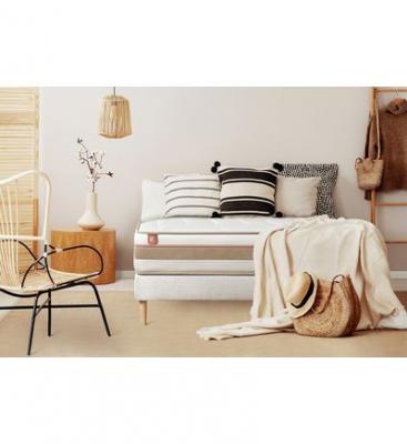 MARMOTTES & CO Ensemble LE TENDRE Ressorts Memoire de forme 7 zones de confort sommier kit Blanc