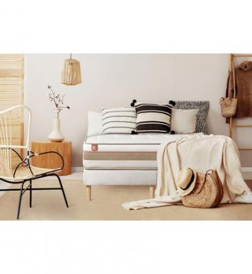 MARMOTTES & CO Ensemble LE TENDRE Ressorts ensaches Memoire de forme 7 zones de confort double sommiers Blanc