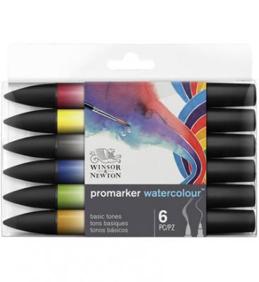  Lot de 6 feutres Promarker Watercolour tons basiques Winsor et Newton