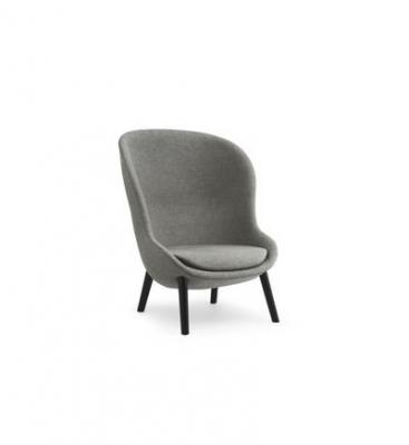 NORMANN COPENHAGEN Fauteuil haut en ch&ecirc;ne noir et tissu gris Hyg - 