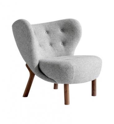 &TRADITION Fauteuil en laine gris et pieds en noyer Little Petra VB1 -