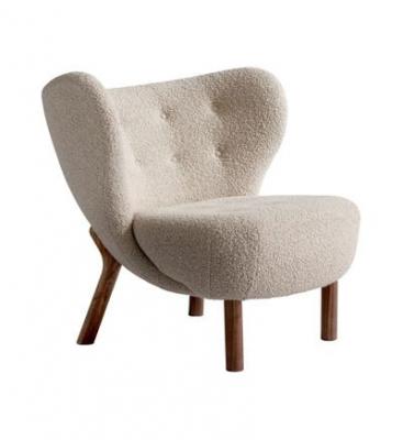 &TRADITION Fauteuil en laine beige et pieds en noyer Little Petra VB1 -