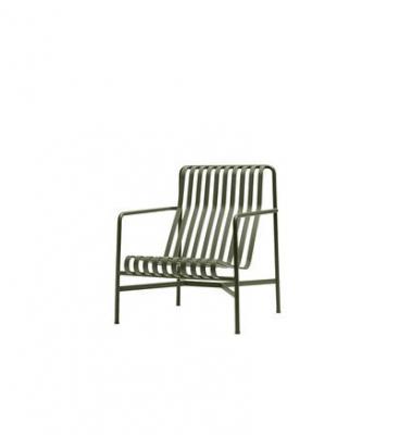HAY Grand fauteuil de jardin lounge en m&eacute;tal olive Palissade - 