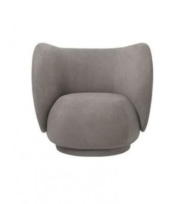 FERM LIVING Fauteuil lounge gris chaud bross&eacute; Rico - 