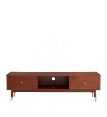BAITA M-s - Meuble tv 2 portes 160x40x44 cm d&eacute;cor noyer - koncka