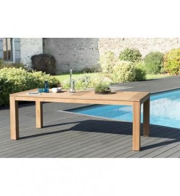 MACABANE Table de jardin 6/8 personnes - DENVER 220 x 100 cm en bois Teck