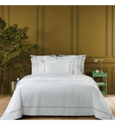 YVES DELORME Housse de couette en percale de coton beige, Athena 