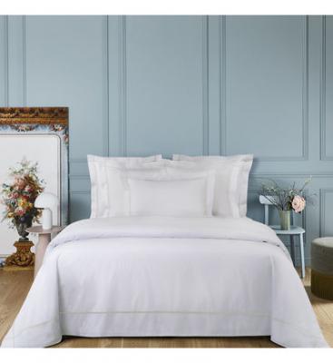 YVES DELORME Housse de couette en percale de coton beige, Athena 