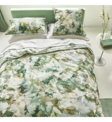 DESIGNERS GUILD Housse de couette imprim&eacute;e en percale de coton vert 240x220