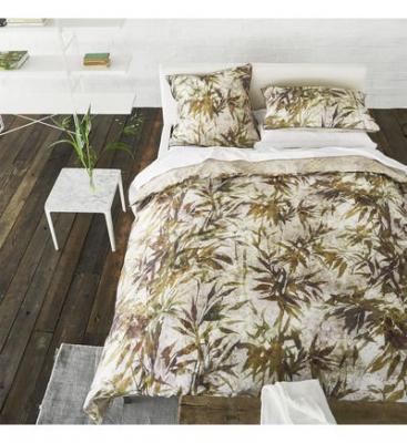 DESIGNERS GUILD Housse de couette imprim&eacute;e en percale de coton beige 240x220