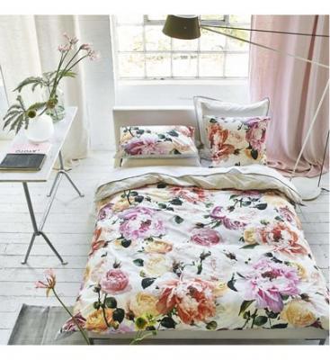 DESIGNERS GUILD Housse de couette imprim&eacute;e en percale de coton TOURANGELLE Blanc