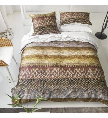 DESIGNERS GUILD Housse de couette imprim&eacute;e en satin de coton beige 240x220