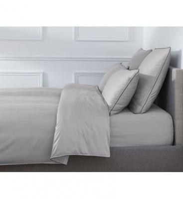 DROUAULT HOUSSE DE COUETTE Pure White Satin Lav&eacute; Stone Finition Black 